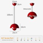 Hanglampen Eetkamer Modern E27 Plafondlamp voor Woonkamer Slaapkamer Badkamer Rood - Afbeelding 4