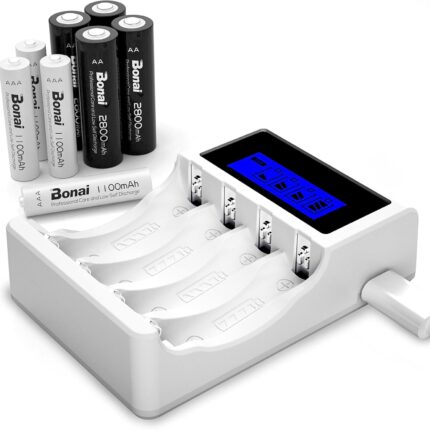 Batterijlader - Batterij oplader voor AA en AAA - 4 Slots Batterijlader-Batterijlader met batterijniveau-indicator - NiCd NiMh-batterijlader