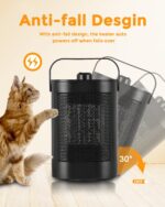 Elektrische kachel, keramische draagbare ventilatorkachel met oververhittings- en kantelbeveiliging. - Afbeelding 2